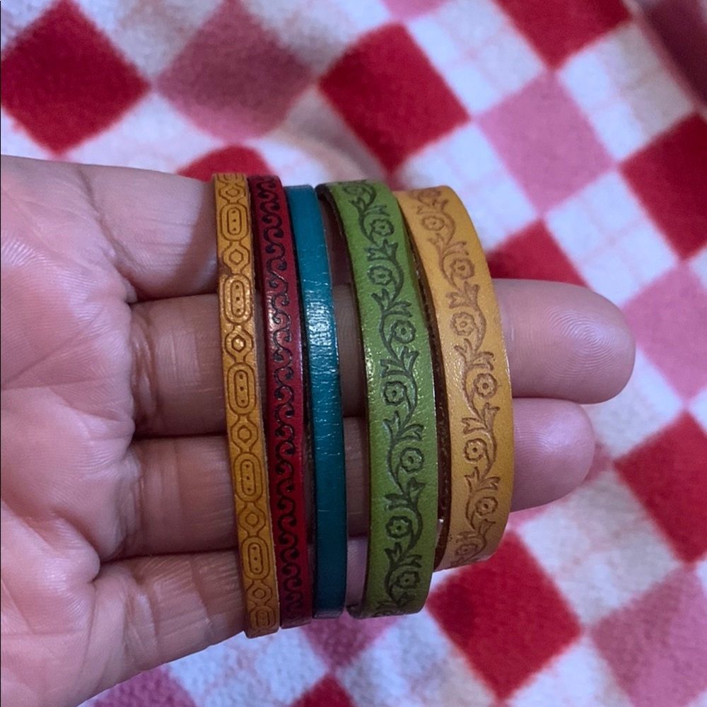 Colorful vintage Leather Bracelet Set